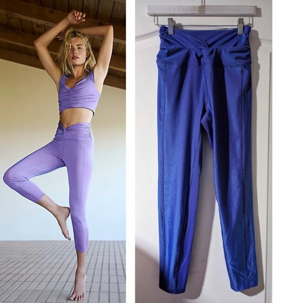 NEW Free People (FP Movement) | You Glow Girl Leggings in Iridescent Purple/Blue